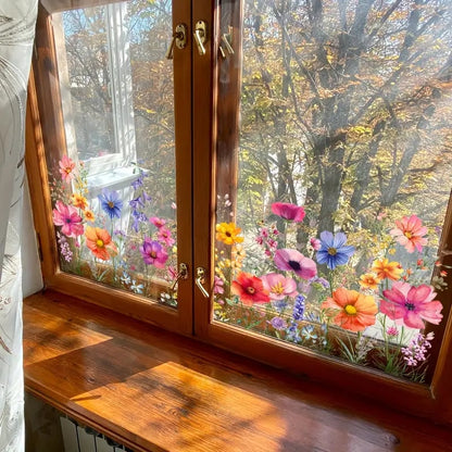 ✨POSLEDNÝ DEŇ 50% ZĽAVA!💐Farebná kvetinová kytica ako samolepka na okno🖼️