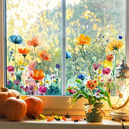 ✨POSLEDNÝ DEŇ 50% ZĽAVA!💐Farebná kvetinová kytica ako samolepka na okno🖼️