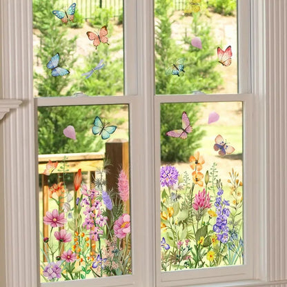 ✨POSLEDNÝ DEŇ 50% ZĽAVA!💐Farebná kvetinová kytica ako samolepka na okno🖼️
